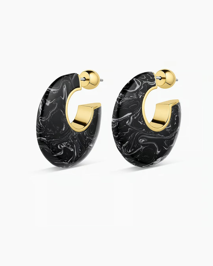 Black Marble And Gold Paseo Arc Hoops