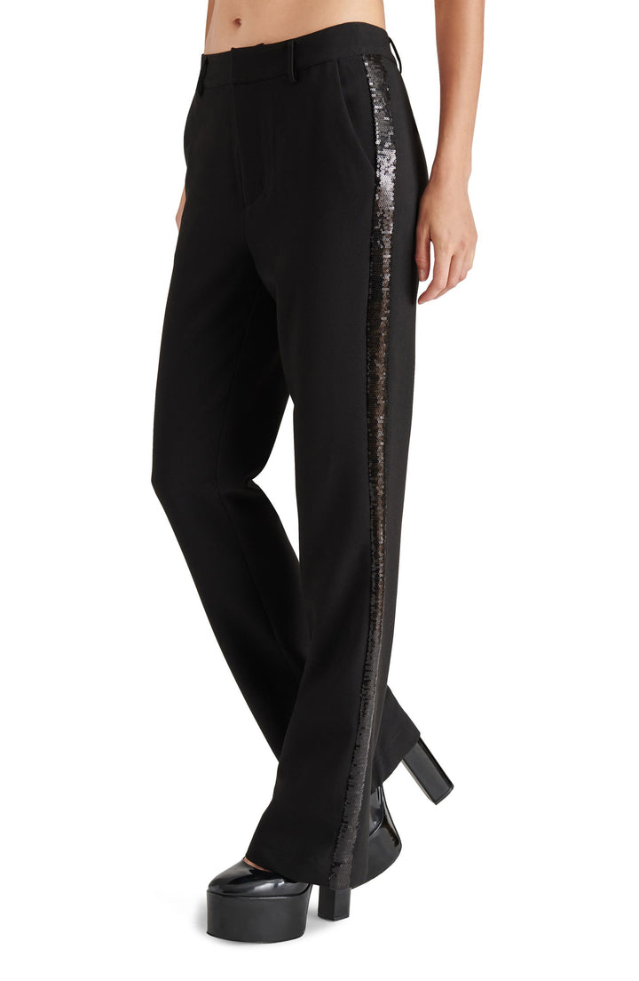 Black Sequined Side Stripe Waverly Pant