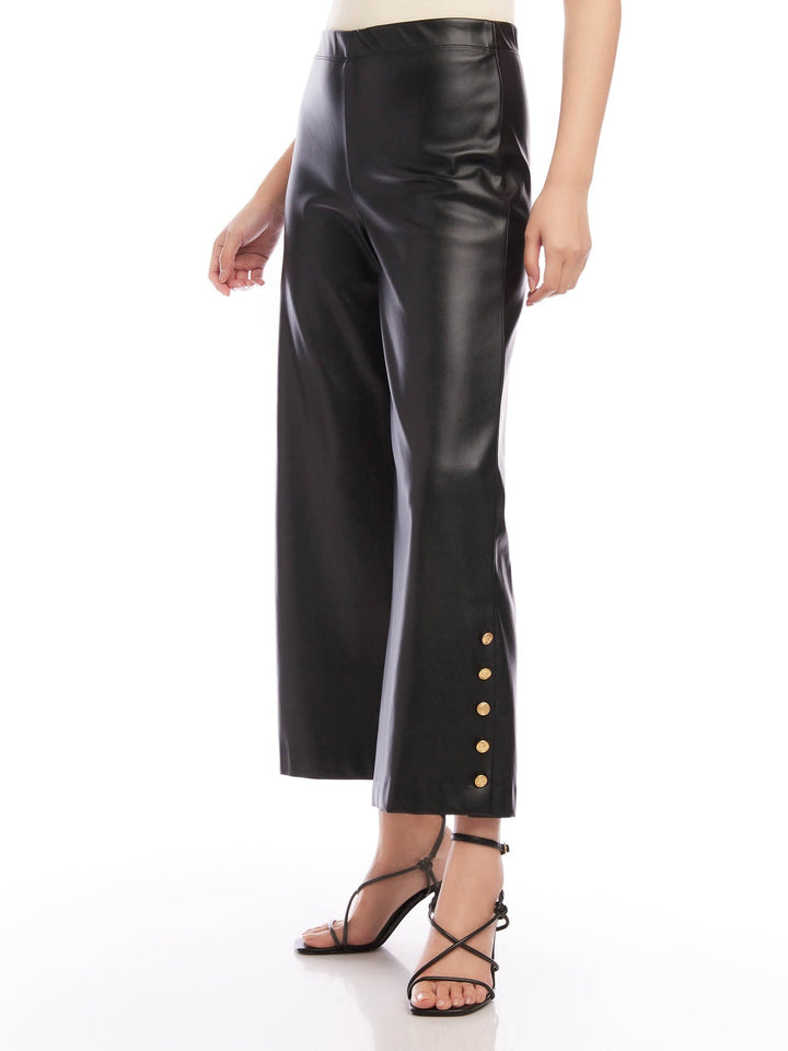 Buttoned Up Black Faux Leather Trousers