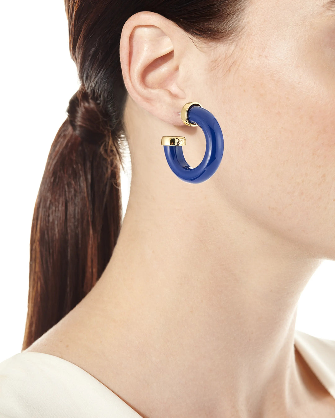 Lapis Lazuli Resin Hoop Earrings