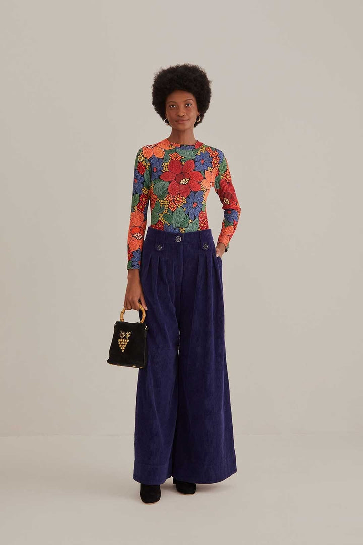 Multi Color Stitched Flowers Organic Cotton Body Suit