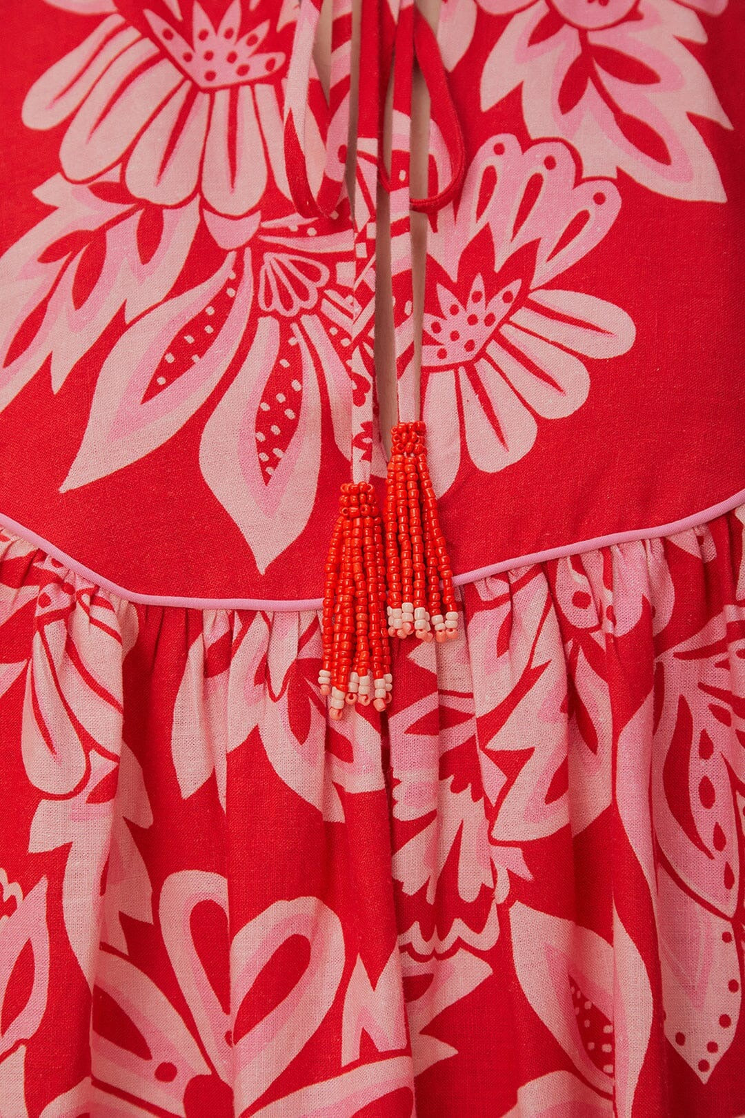 Red Flora Tapestry Mini Dress