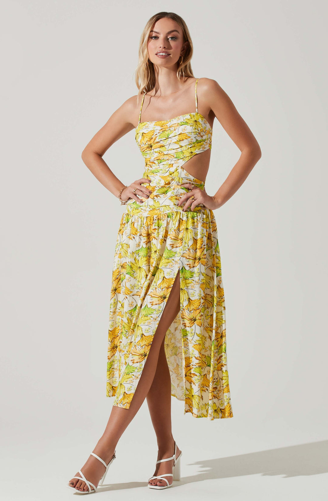 Yellow Floral Kalina Midi Dress