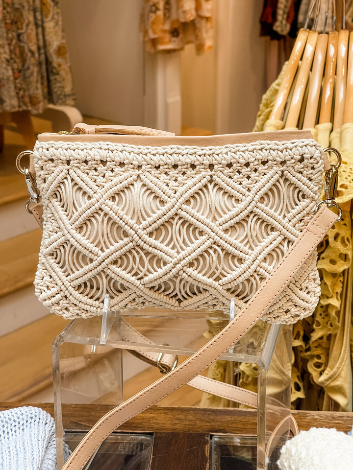 Ivory Gypsy Crochet Crossbody Handbag