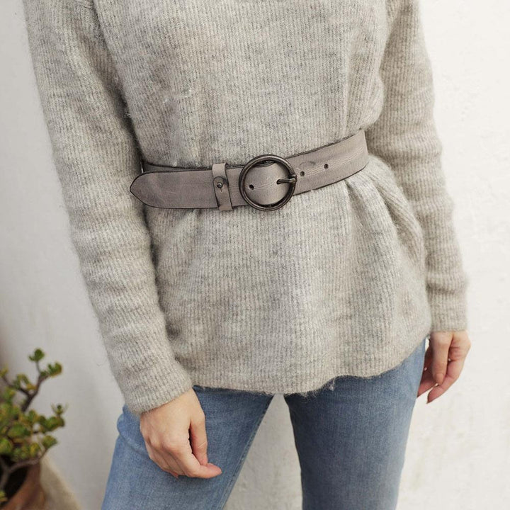 Grey Leather Pip Belt