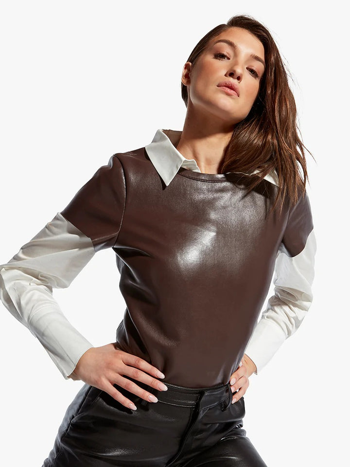 Mahogany Recycled Leather T-Shirt