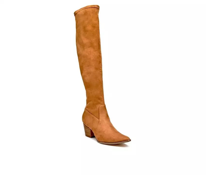 Tan Broadway Suede Over-The-Knee Boot