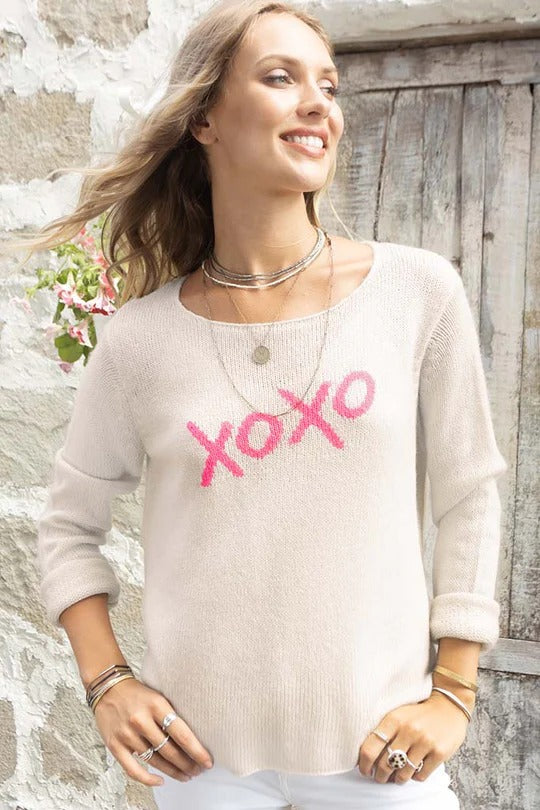 XOXO Cream Crew Neck Sweater
