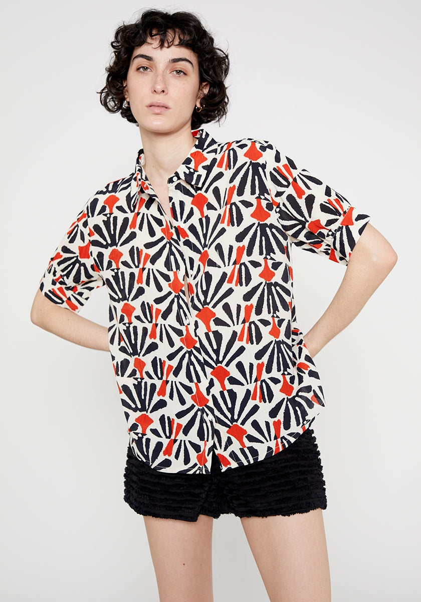 Red & Black Abstract Art Blouse